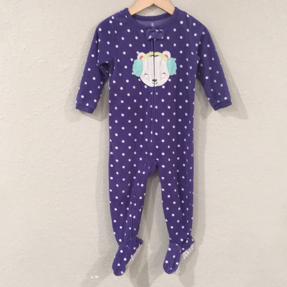 Carter's Pajamas 7bundle Carters Girls Sz 2t Fleece Polka Dot Bear